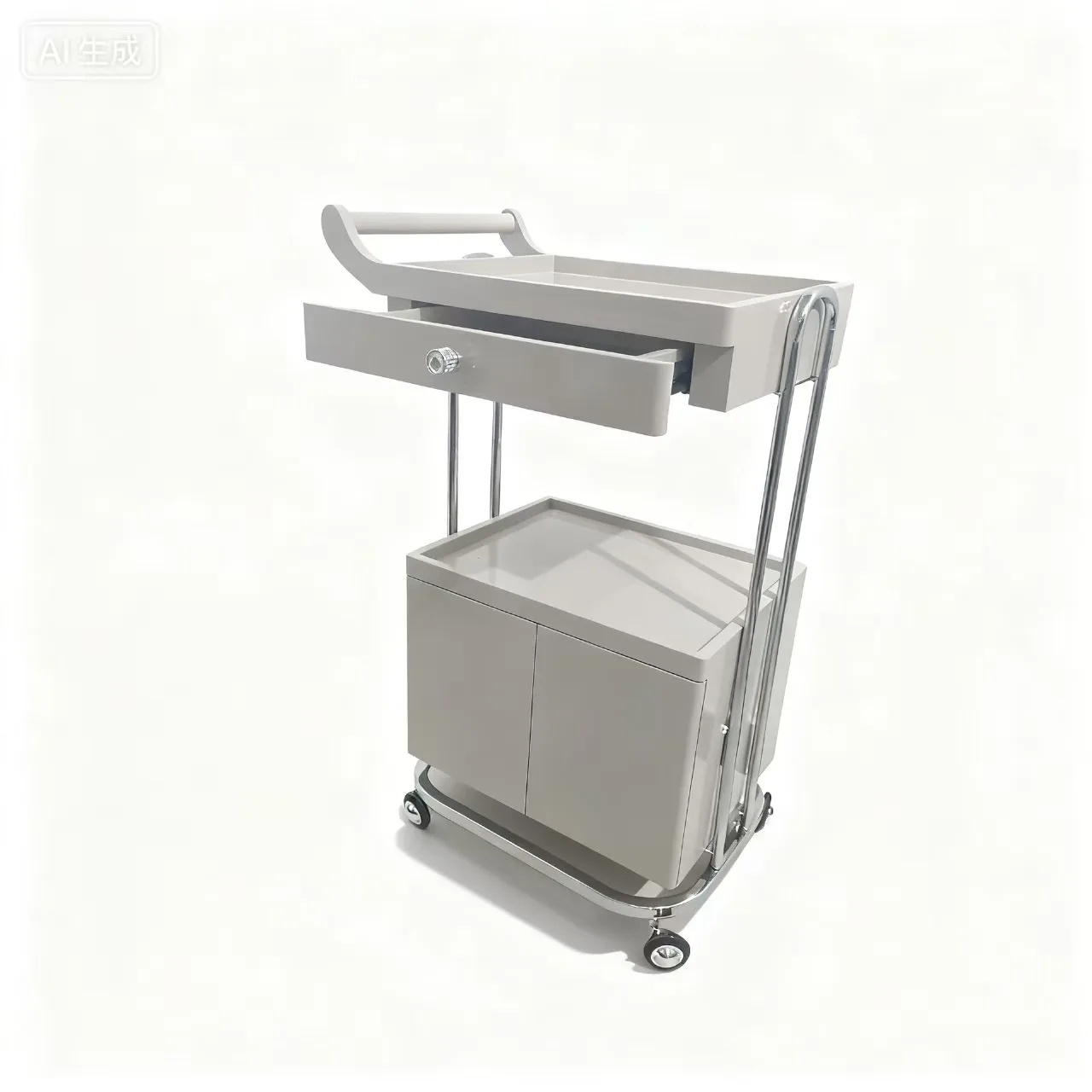 High-End Original Light Luxury Trolley for Beauty Salon Skin Management Car with Wooden Storage Shelf Metal Plastic Tool Car