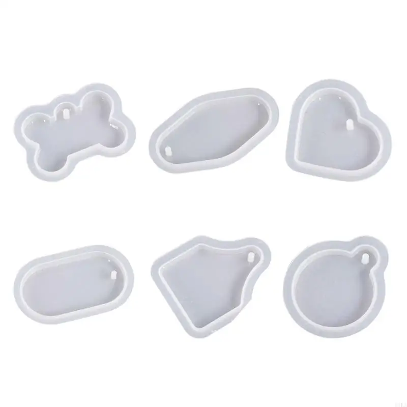 31KA Fan-shaped Round Heart Oval Bone Tag Silicone Epoxy Mold Resin Necklace Mold