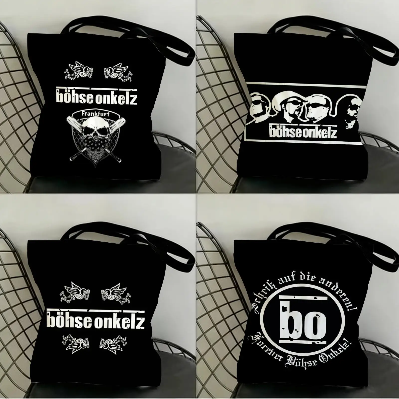 

B-Bohse O-Onkelz Storage Bags Canvas Double-Sided Print Shopping Bag Large Capacity Aesthetic Reusable Tote Bag