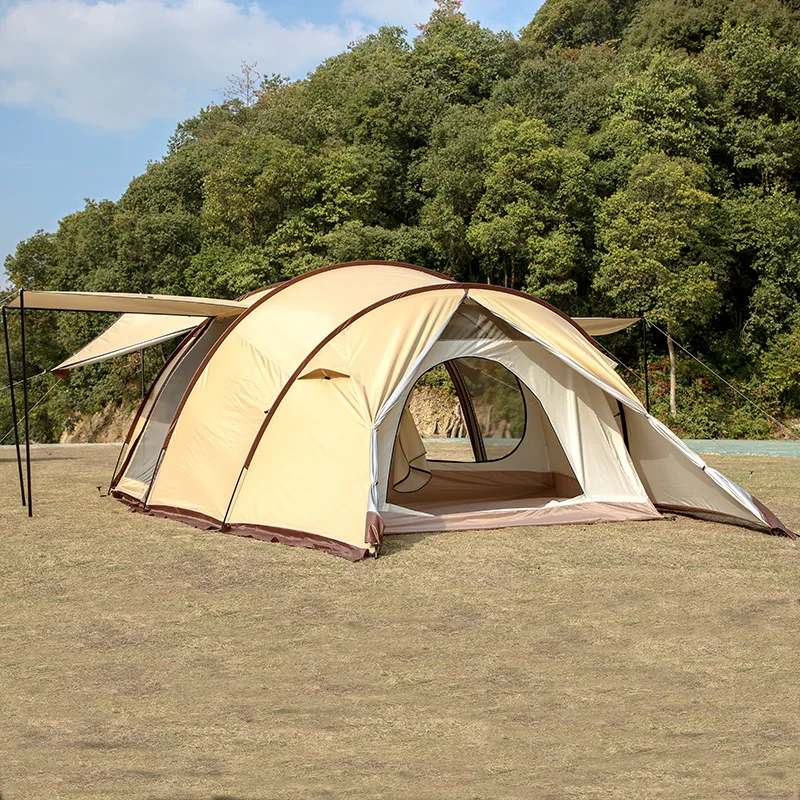 Outdoor Tunnel Tents, Camping Equipment, Thickened Rainproof and Cold Proof, One Bedroom and One Living Room Overnight Tents