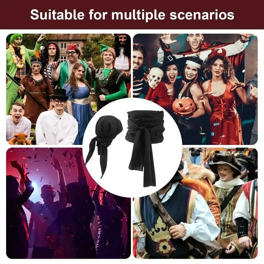 2024 Halloween Pirat Cosplay Kostüm Hut Kopftuch Gürtel Mittelalter Renaissance Vintage Piraten Frauen Männer Stirnband Taille Gürtel