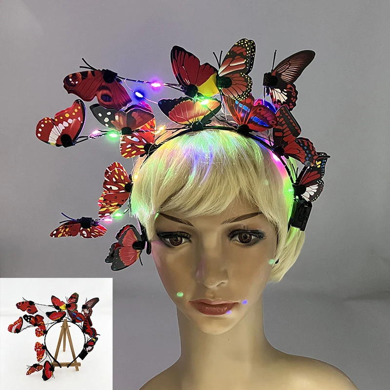 New Hair Accessory Headband For Girls Women Luminous LED Butterfly Headdress Headband Attractive Headwear