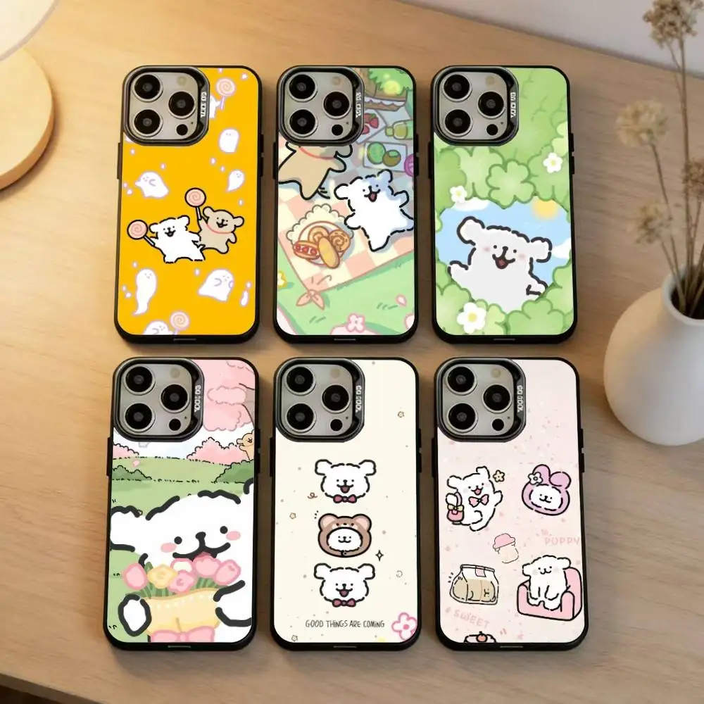 

Line Puppy cute Phone Case For IPhone 16 17 15 14 12 13 Pro Max Black Color Shockproof Cover