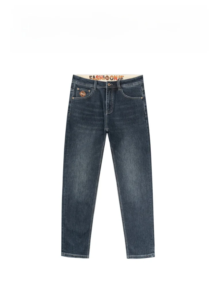 

Мужские джинсы BAIRBAOLIY2025: зауженные, прямые, с вышивкой, универсальные, модные, повседневные, с завышенной талией