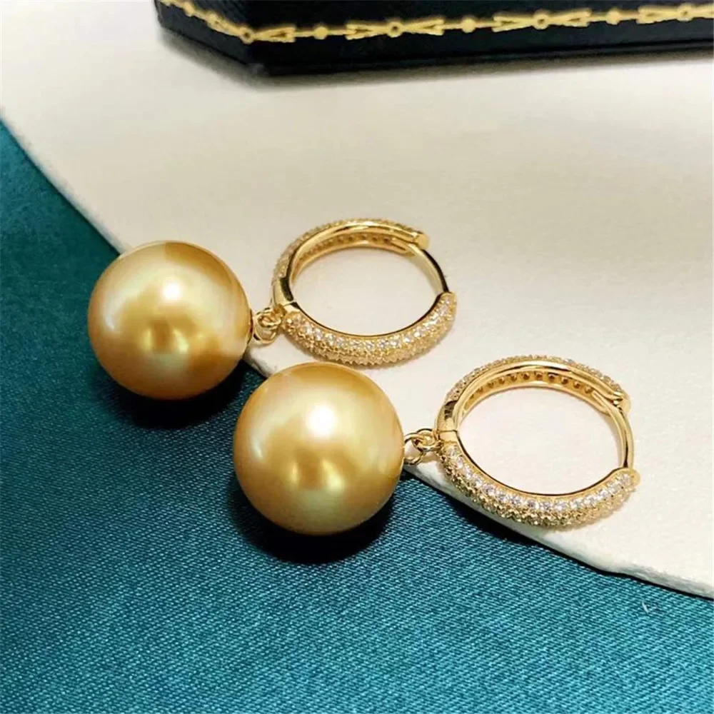 

DIY Pearl Accessories G18K Gold Earrings Empty Fashion Gold Earrings Fit 9-15mm Round Beads G309