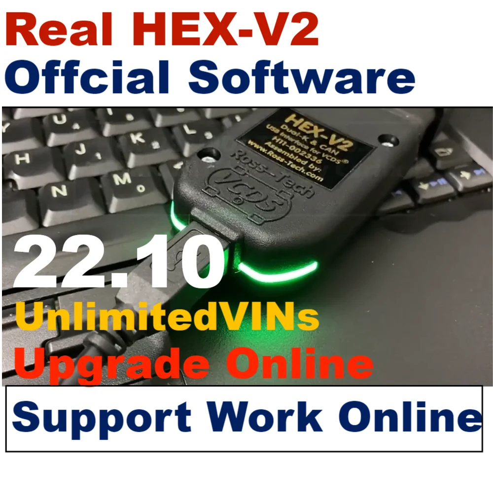 【1996-2022】Real Hex V2 For Vagcom VAG COM HEX V2 USB Interface For VW AUDI Skoda Seat Supports CAN Update Online Unlimits