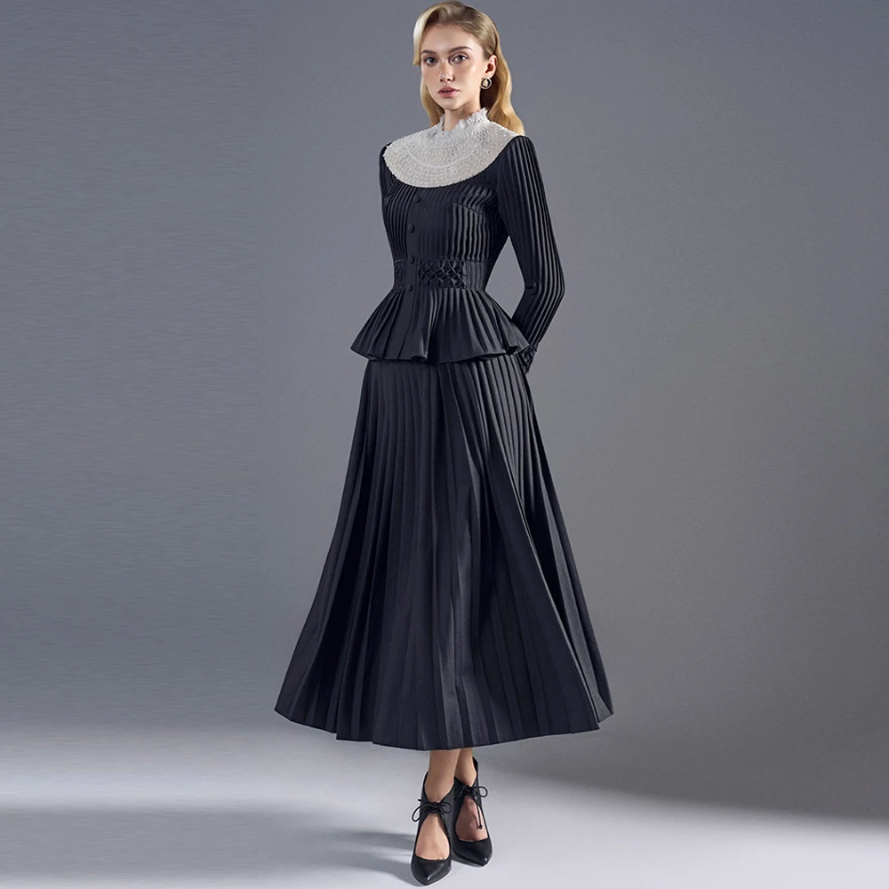 

Classic Satin Evening Dress Graceful High Collar Prom Dresses Delicate Long Sleeves Buttons Customized Special Occasion Gowns