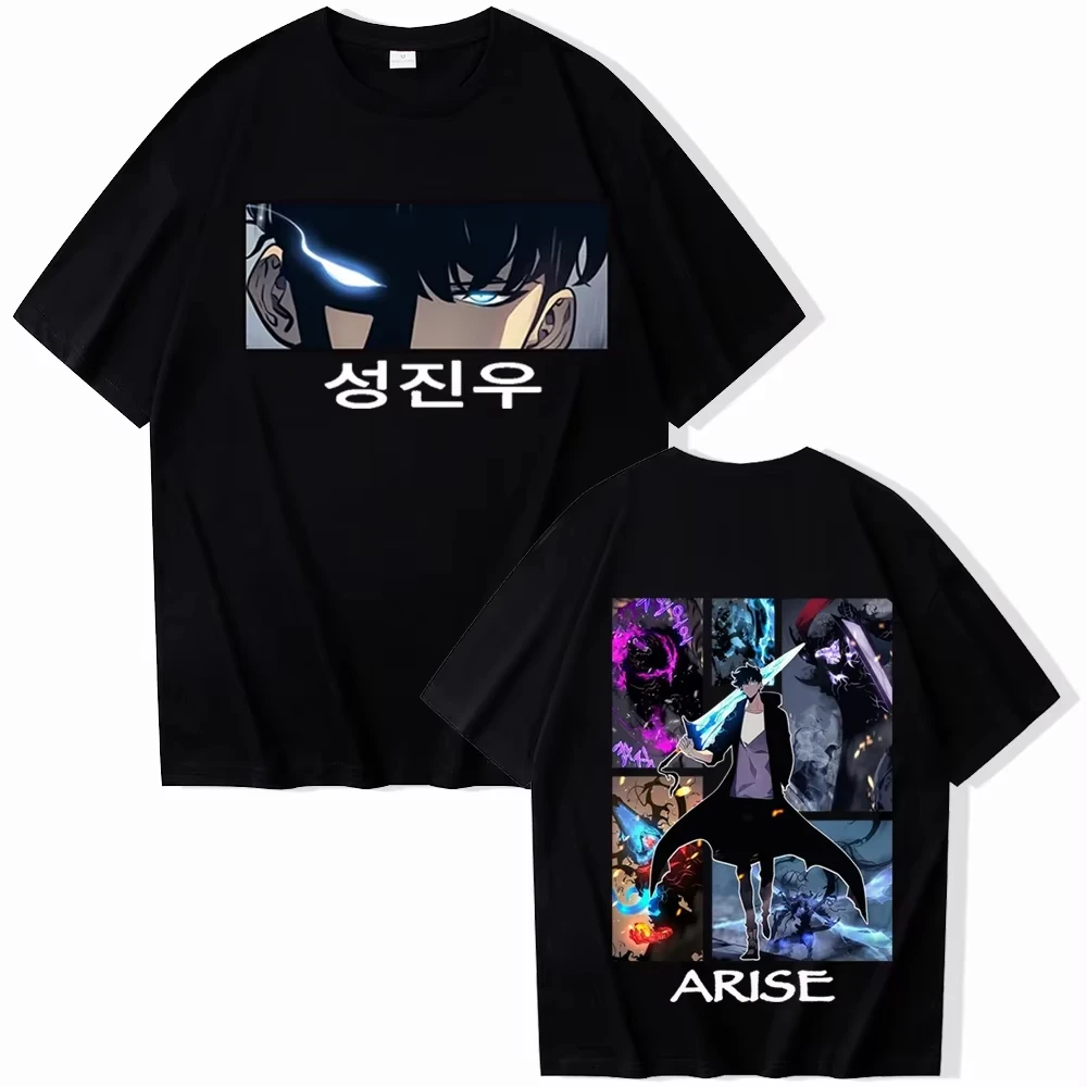 2025 Solo Leveling Hot Anime Camisetas Unisex Harajuku O-cuello Camisas de manga corta Regalo para fanáticos