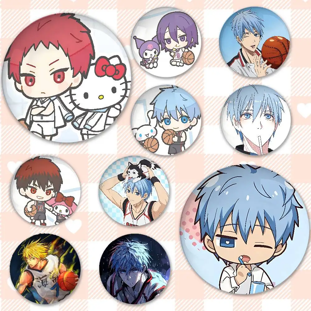 K-Kuroko No cestas insignias de Anime hojalata broche de botón suave insignia de Metal accesorios de joyería personalizados sombrero bolsa solapa