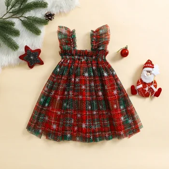 Sweety Yürümeye Başlayan Noel Tutu Elbise Bebek Kız Kolsuz Katmanlı Tül Elbise Küçük Kız Prenses Elbiseler Noel Kıyafeti Boyutu 6M-4Y