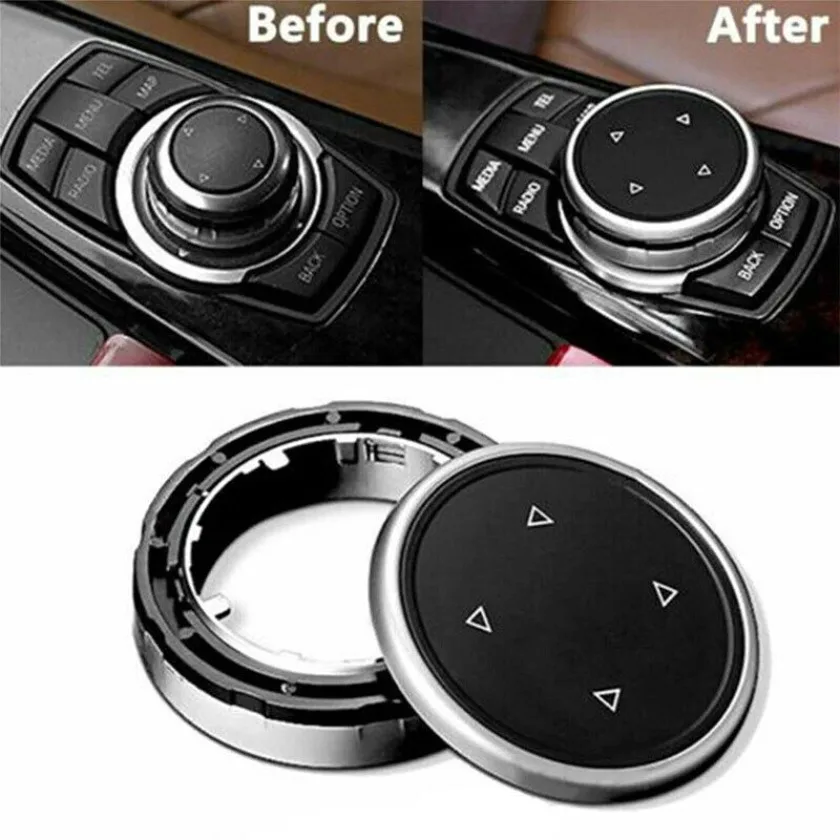 

For BMW 1 2 3 4 5 6 7 Series X1 X5 X6 F20 F30 F10 F07 E60 E90 E70 IDrive Car Multimedia Big Knob Covers Button Trim Control