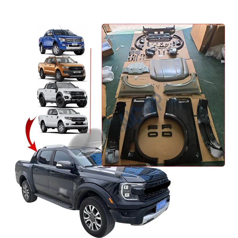 

Maictop Car Accessories Facelift Front Bumper Grill Headlight Body Kit for Ranger raptor T6 T7 T8 Upgr to T9 2022 2023