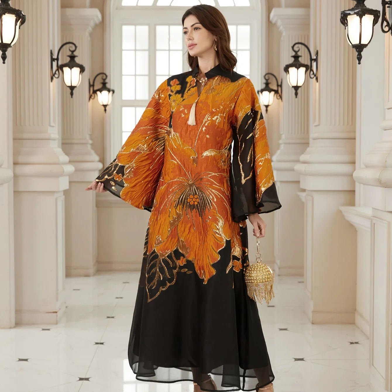 

Ид женское праздничное платье Абая элегантный цветок Джалабия с принтом Рамадан Марокко молитвенный кафтан халат 2026 мусульманский Дубай Vestidos Largo