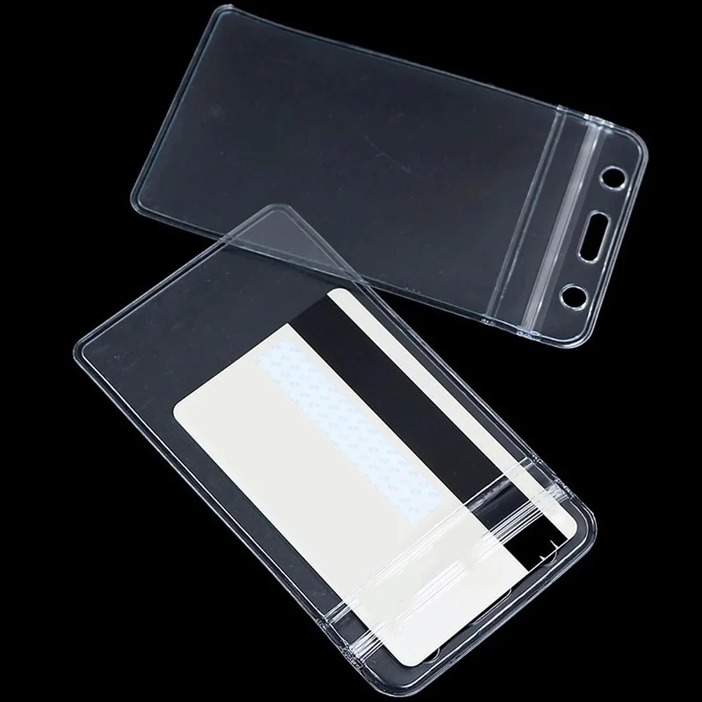 

20pcs Clear Pvc Id Badge Holder Waterproof Card Sleeves For Business Name Cards Bank Id Cards Reusable Plastic Badge