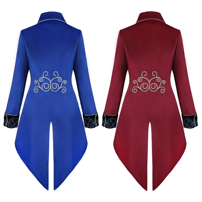 2023 New loween Men's Medieval Tailcoat Retro Mid-Length Punk Coat Middle Age Sle Faionable Stage Costume