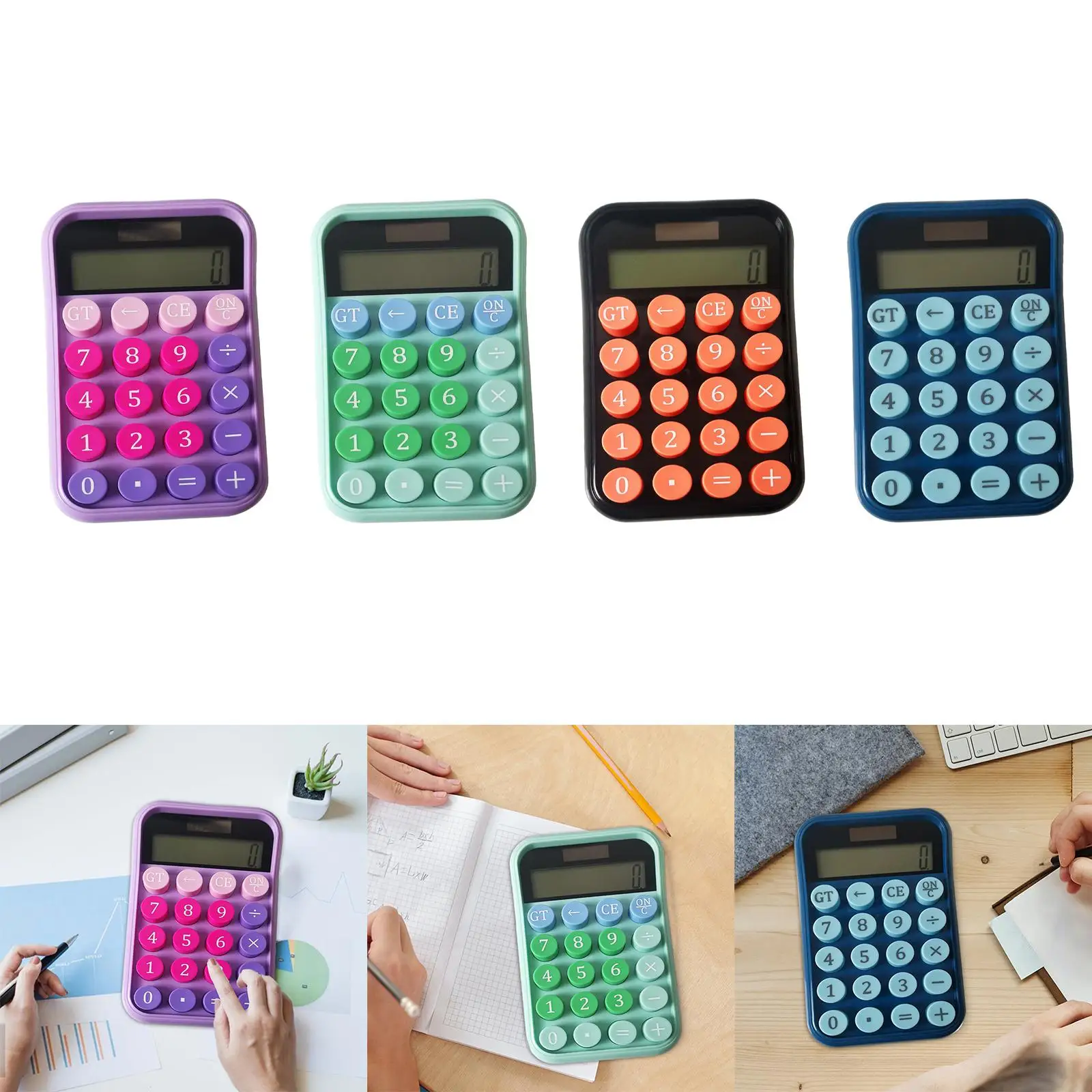 Solar Calculator Large Display Small Cute Calculator for Home Kids Office