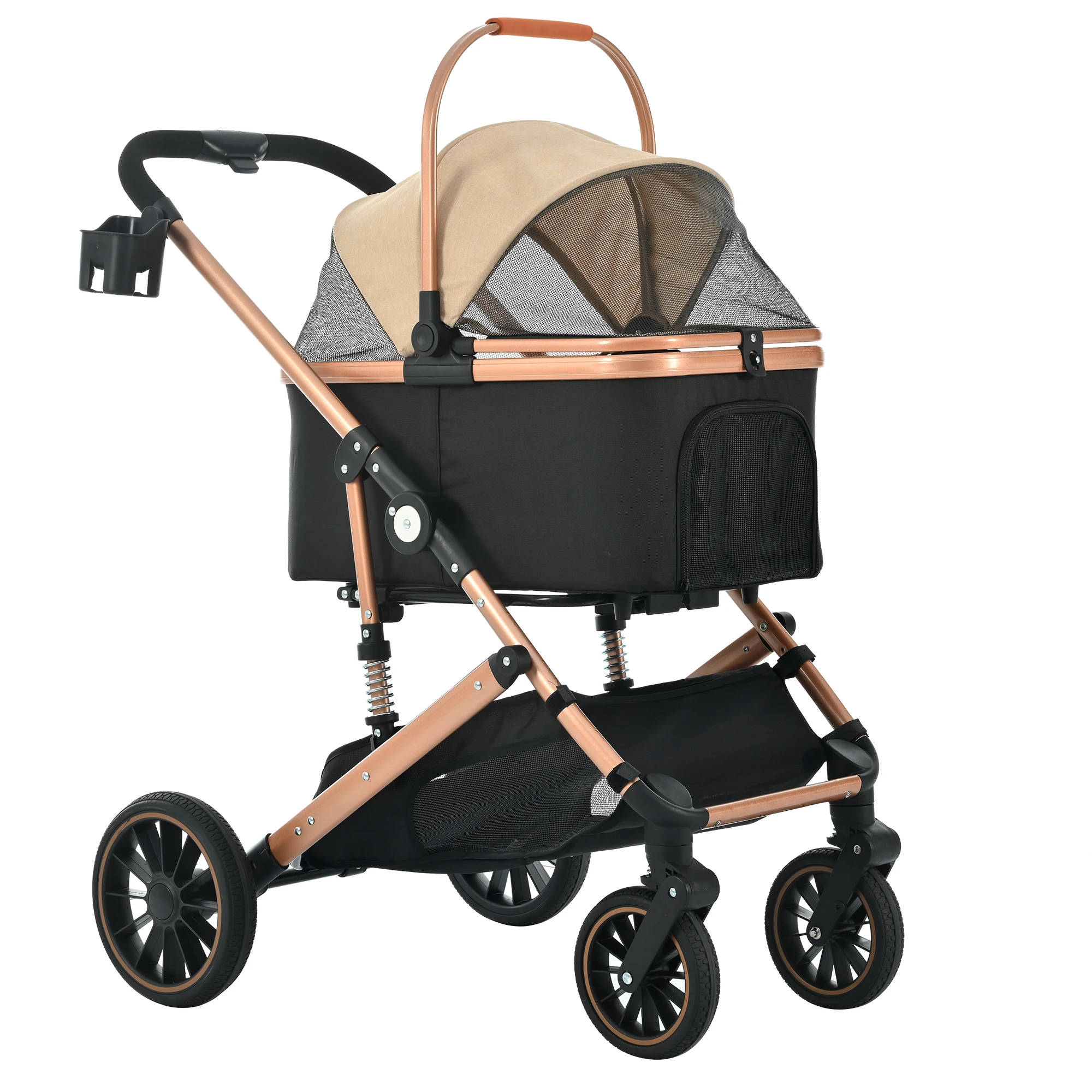 

Four Round Folding Stroller For Dogs And Cats Pet Transport Trolley For Travel & Carrying Pet Carriers