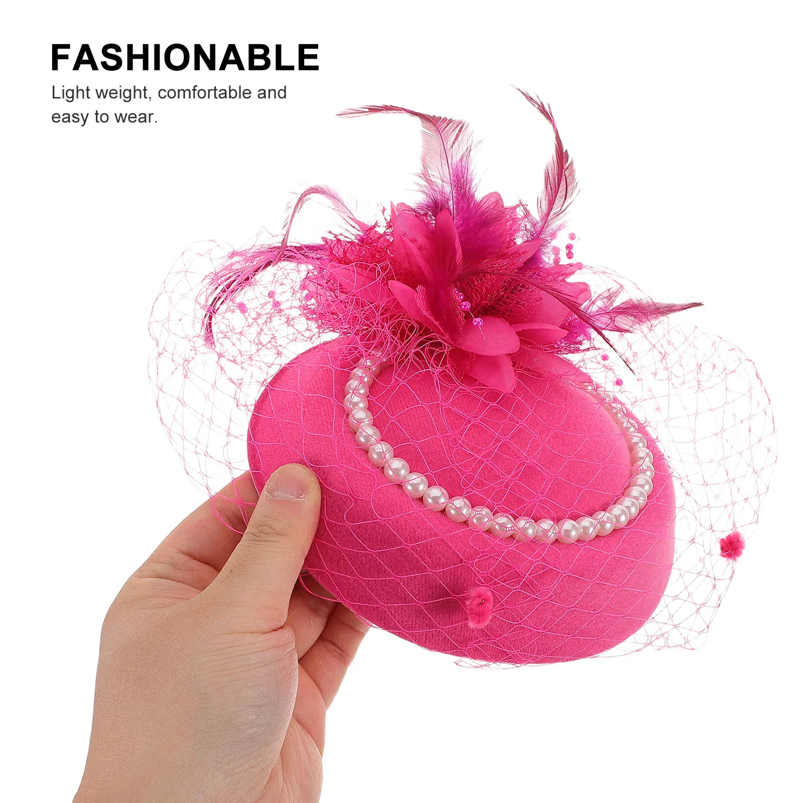 

Mesh Fascinator Bridal Hats Headpiece Colorful Women Veil Elegant Design Pearl Accent Banquet Headdress Wedding Bride