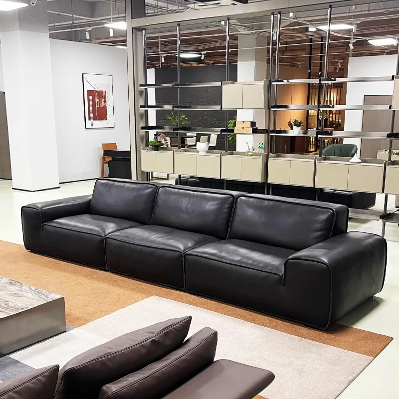 Italian minimalist living room, bedroom, bar, hotel, restaurant, office, school, sauna top-grain leather sofa