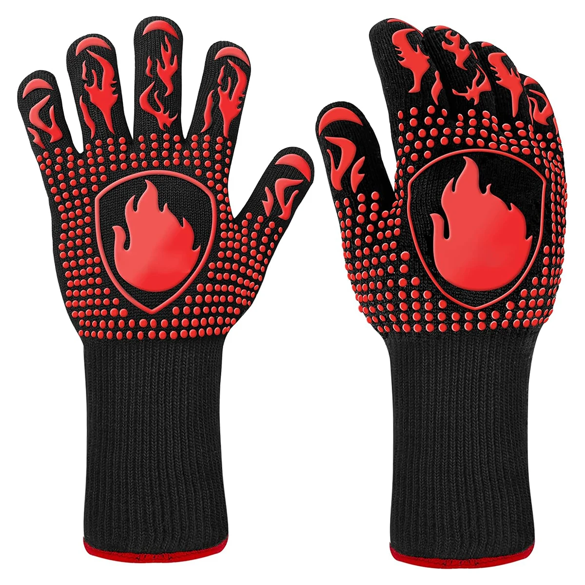 BBQ Anti-Scalding Gloves Kitchen Heat Proof Grilling Oven Mitts Barbecue Microwave Oven High Temperature Insulation