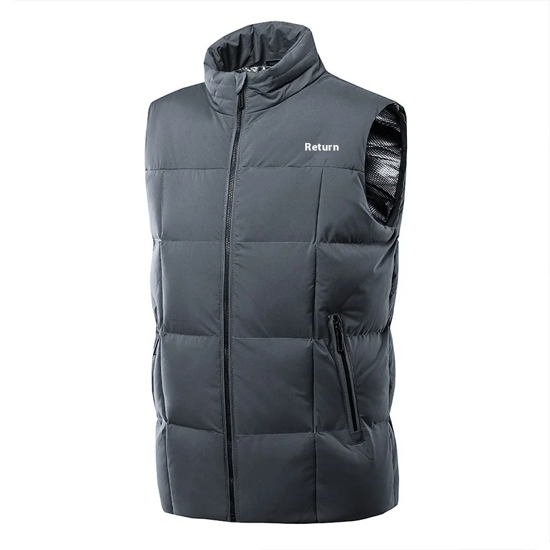 Mens Autumn Winter Stand Collar Heated Cotton Vest Dual Control Intelligent Heating Casual Electric Warm