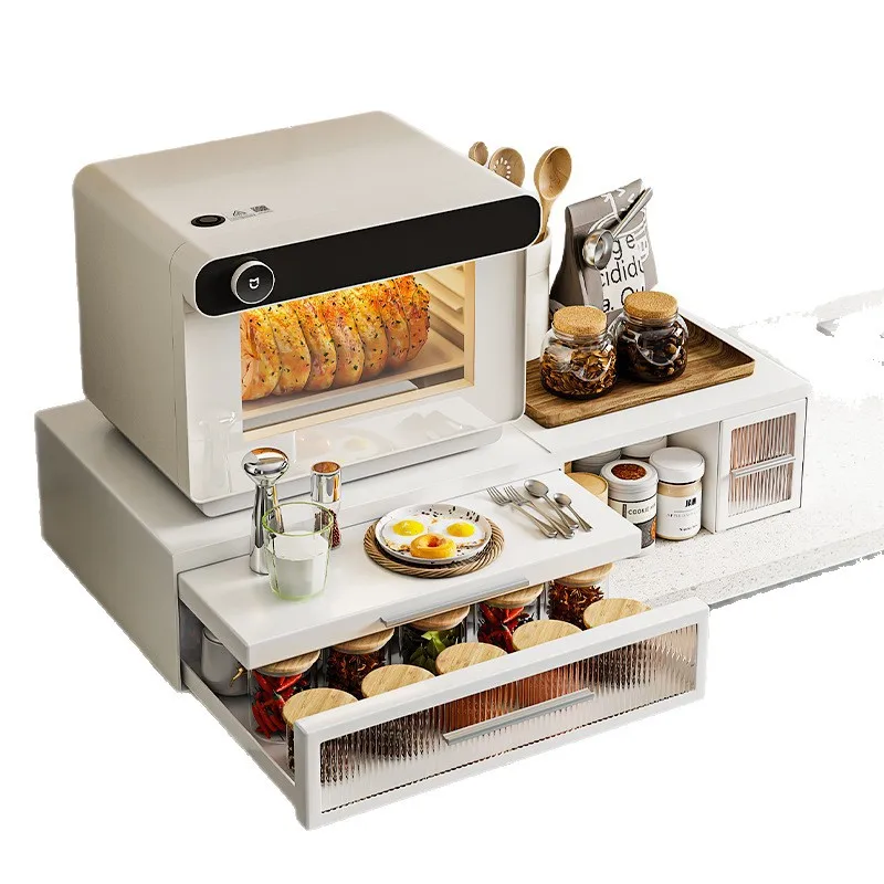 

Drawer type bag mug storage rack, kitchen microwave oven counter