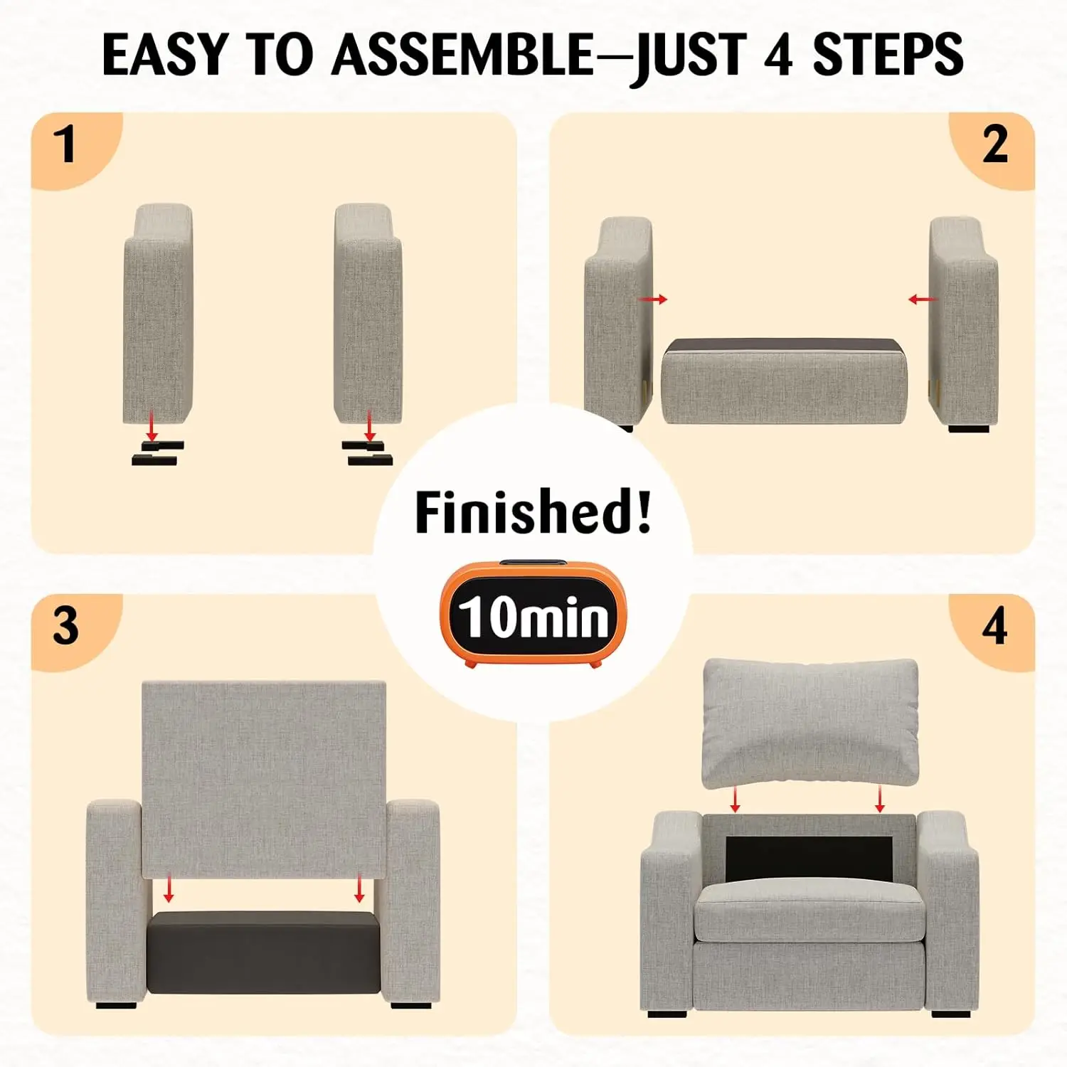 47' W Übergroßer Leinen-Akzentstuhl, moderner, waschbarer Polstersessel mit tiefem Sitz, Haferflocken