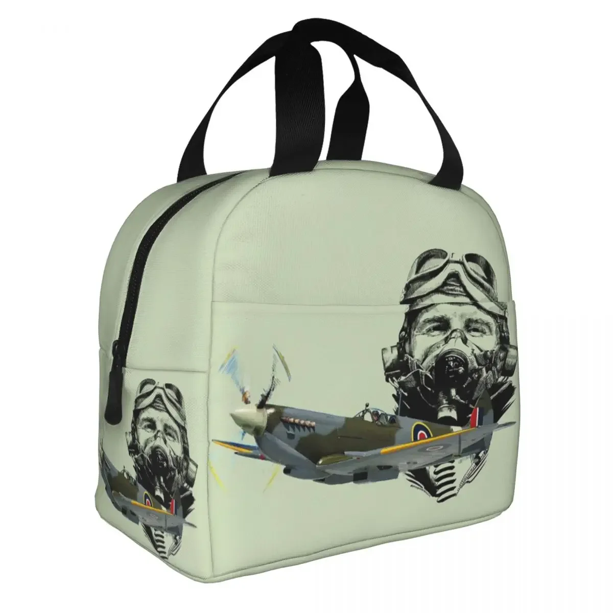 Pilot Spitfire Insulated Lunch Bag Air Fighter Army Helmet Lunch Container Thermal Bag Tote Lunch Box Picnic Food Handbags