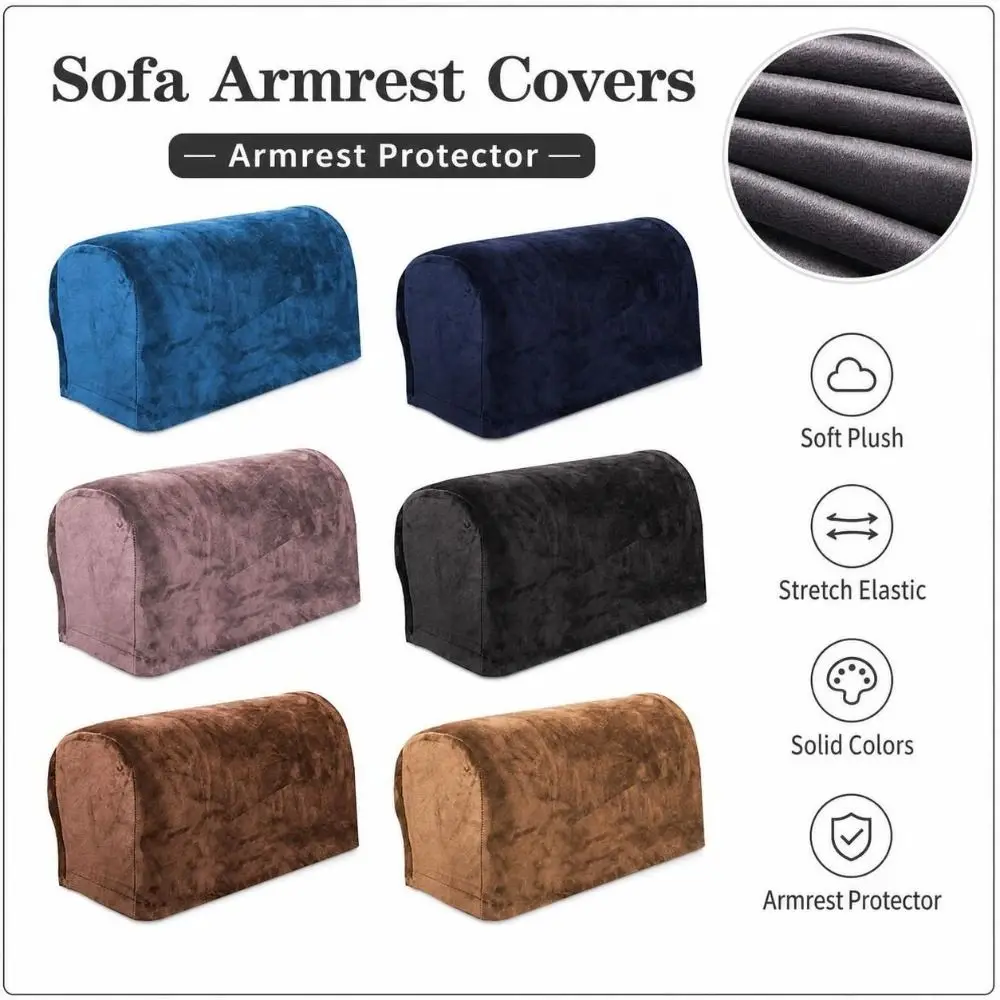 1pair New Fabric Sofa Armrest Covers Elastic Soft Couch Arm Covers Stretch Fit Solid Chair Armrest Protectors Couch Protection