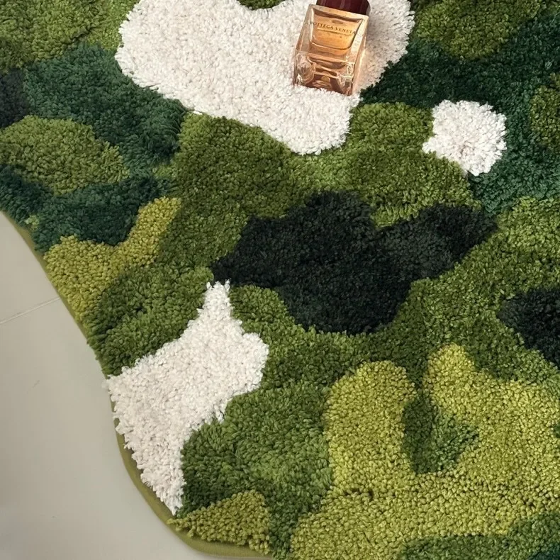 Fluffy Tufted Forest Moss Carpet Bedroom Bedside Blanket Living Room Sofa Chair Floor Mat Bathroom Water Absorbent Quick Dry Mat