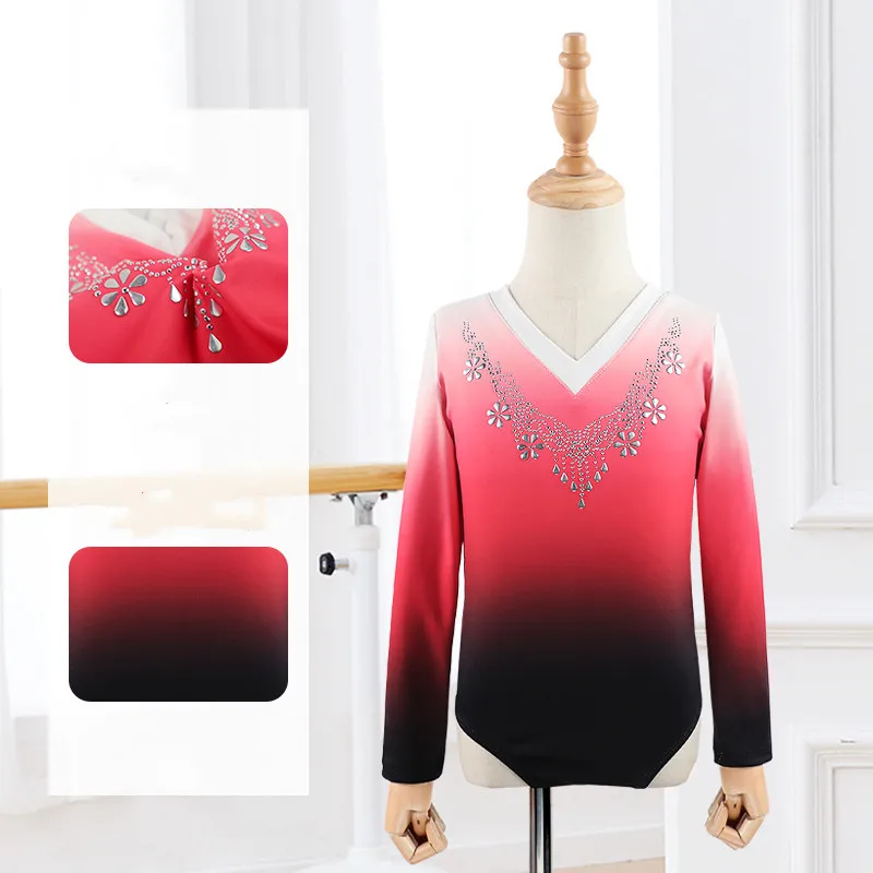 Trẻ Em Bé Gái Dài Tay Diamante Ba Lê Thực Hành Leotard Vũ Mặc Chuyên Nghiệp Nhịp Nhàng Thể Dục Dụng Cụ Leotard Bodysuits Thanh Thiếu Niên