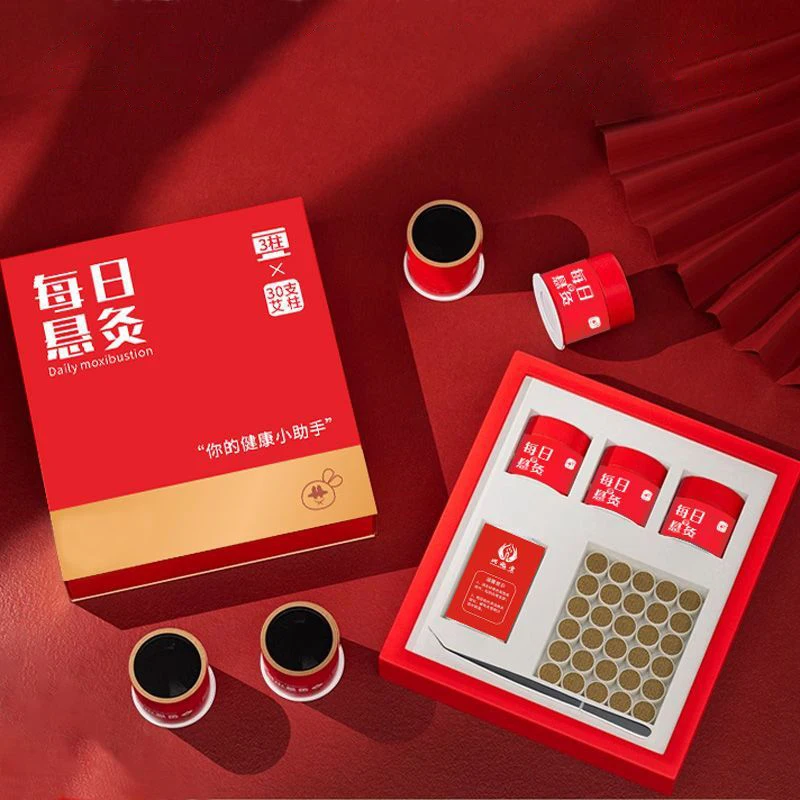 Geschenkbox-Stil Moxibustion-Werkzeug, selbstklebend, wiederverwendbar, tragbar, Moxa-Therapie-Brenner, warmes Baggerarbeiten, Meridian-Massage, Gesundheitswesen