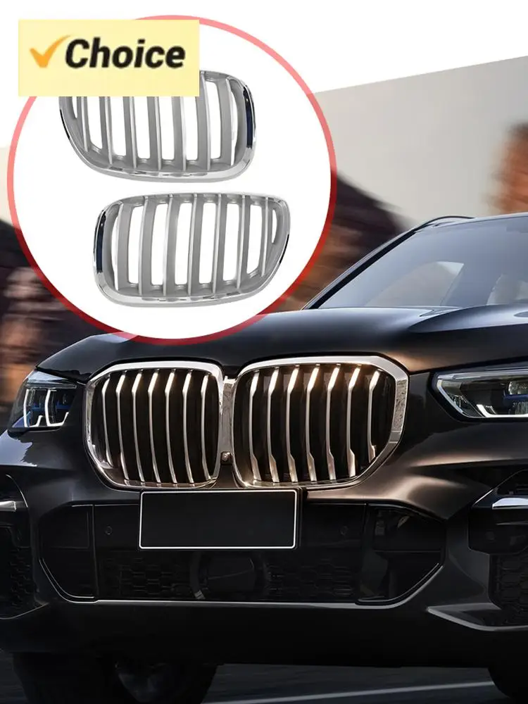 

1 Pair Silver Anti-scratch ABS Car Front Hood Grill 51137113733 51137113734 Front Upper Grilles Fit for BMW X5 E53 04-06