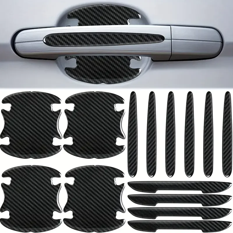 Car Door Handle Bowl Scratch Protective Stickers Carbon Fiber Protector Cars Sticker Car Handle Anti-collision Protection Strip