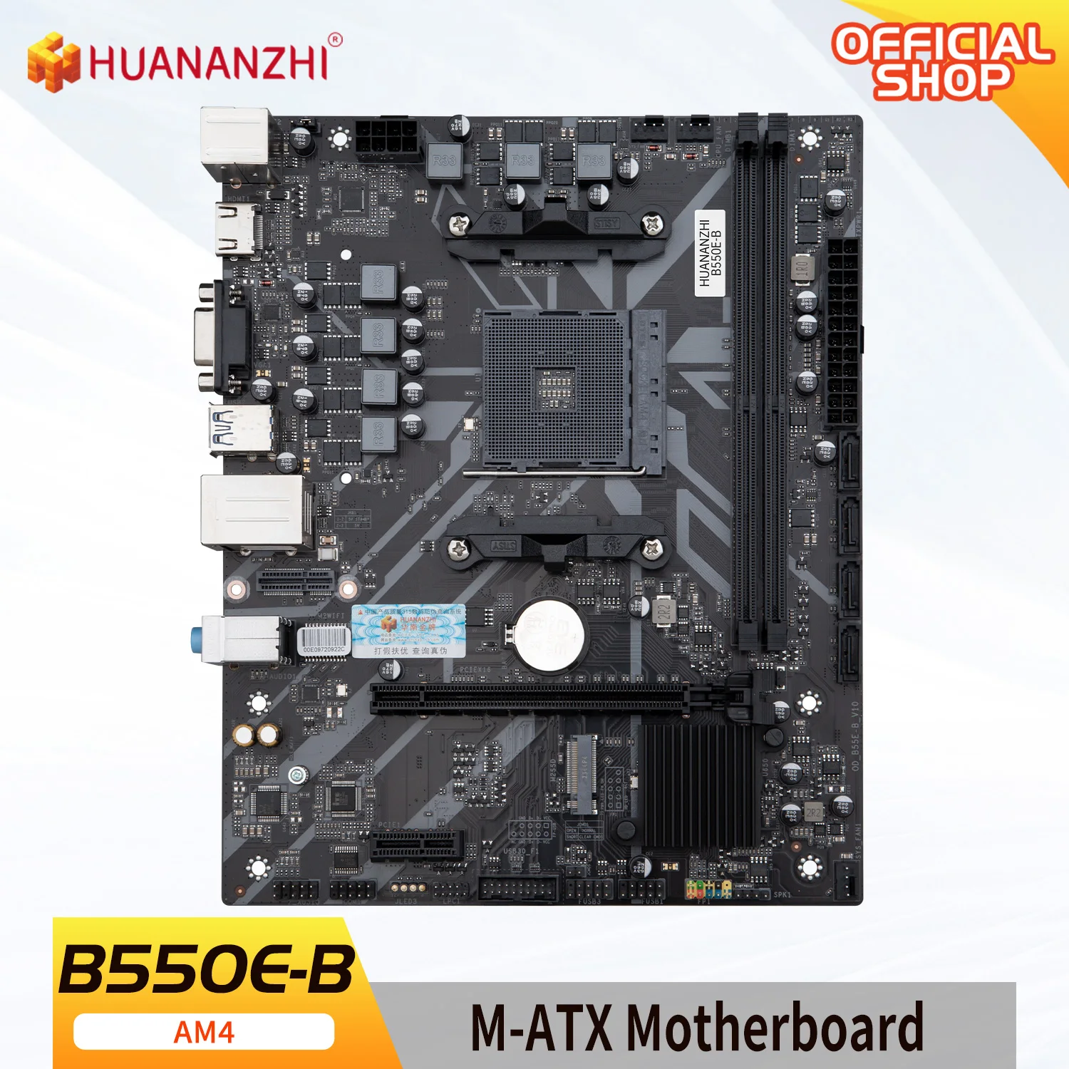 

HUANANZHI AMD B550 Gaming Motherboard USB3.2 M.2 Nvme Sata3 Supports R5 3600 CPU (AM4 socket and R5 5600G CPU)