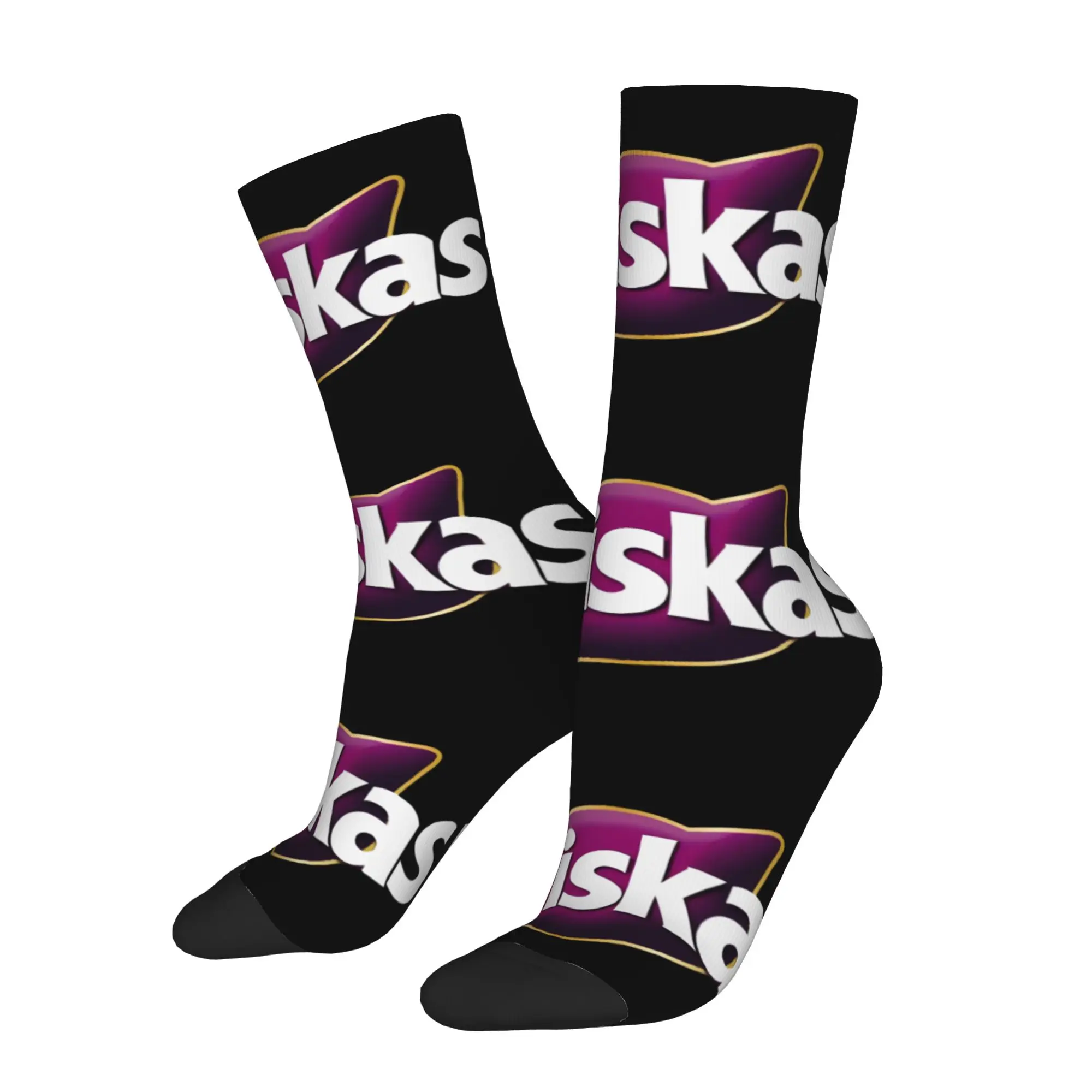 1 par de calcetines divertidos con estampado de Hip Hop Retro con fondo blanco para hombre, calcetines divertidos con estampado de W-Whiskas Harajuku sin costuras