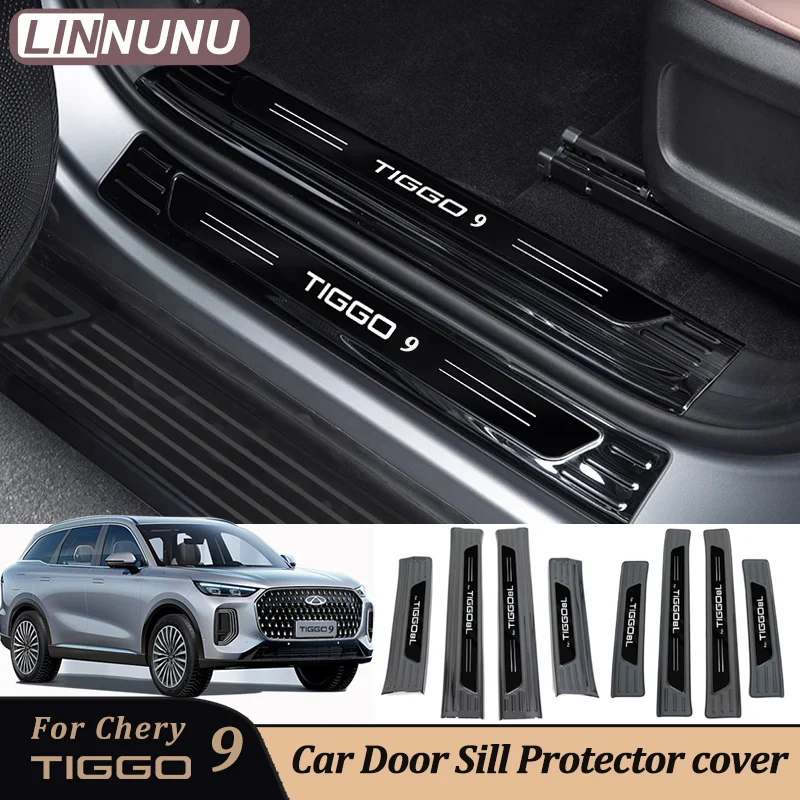 

LINNUNU 8PCS stainless Threshold Strip Pedal car Door Protection cover For Chery Tiggo 9 2025 Chirey Car Interior Accessories