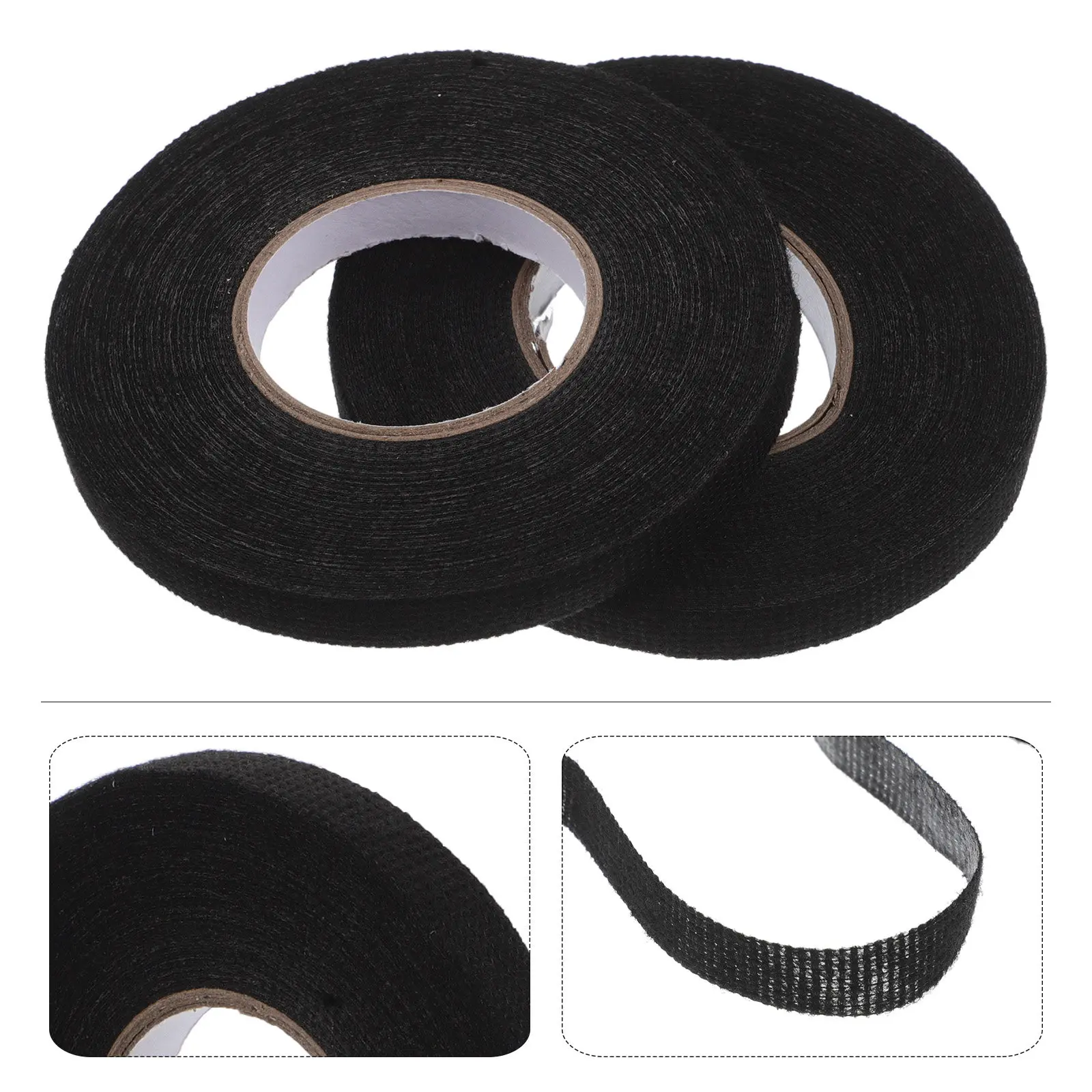 2Pcs 9mmx15m Black Electrical Insulation Fabric Tape High Temperature Resistant Wire Loom Harness Tape for Car Motorcycle