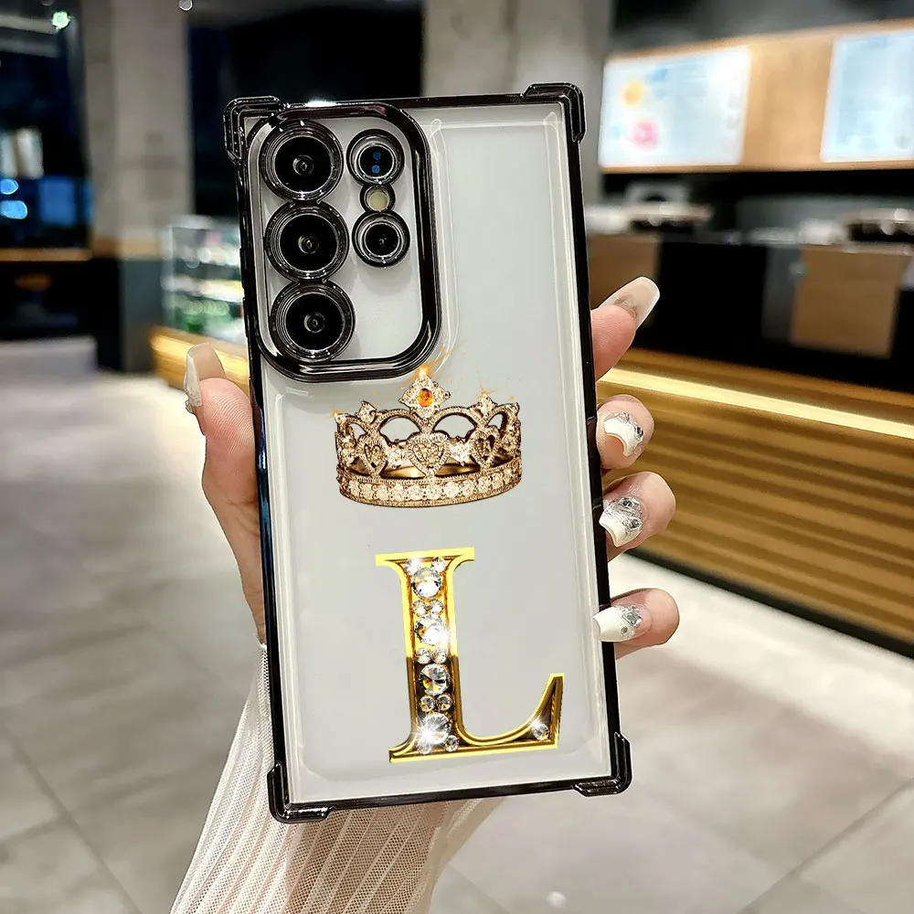 

Letter L Q I R S P Funda For Samsung S26 Ultra Phone Case For Galaxy S25 FE S26 S24 S23 S22 S21 Ultra S20 Plus S25FE Clear Cover