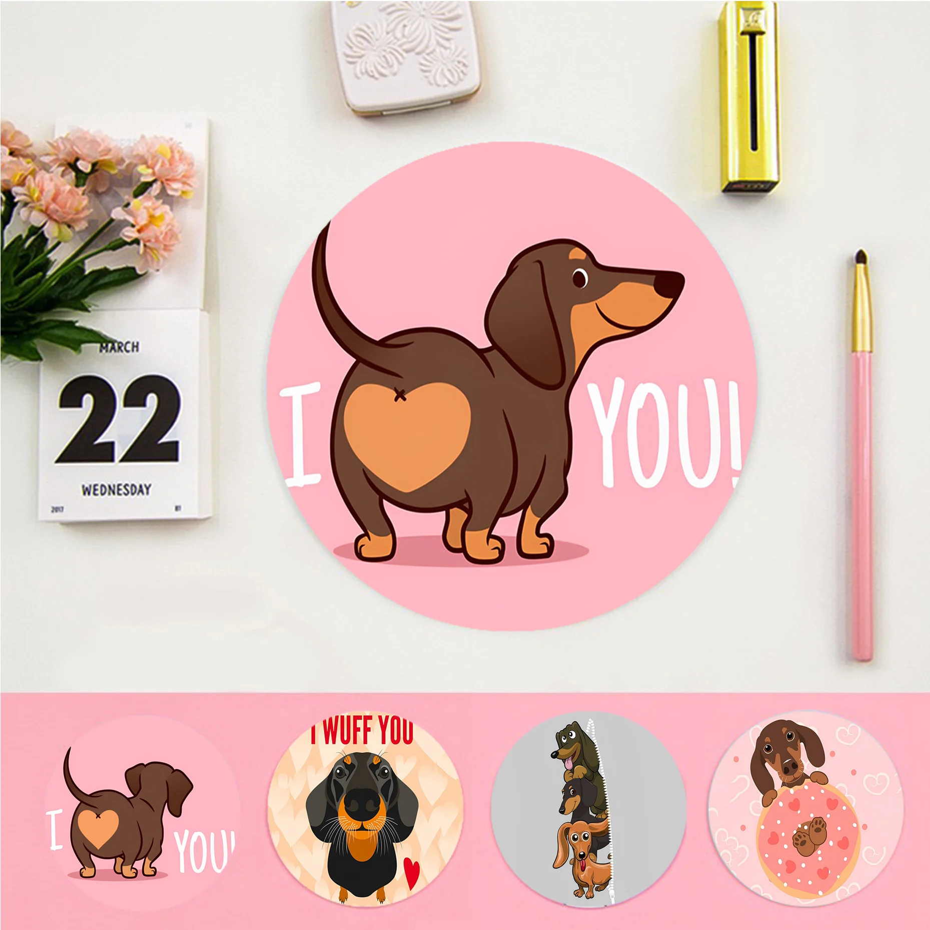 

Dachshund Dog Mousepad INS Tide Round Keyboard Mat Table Mat Cabinet Gamer Desktop Mousepad Cup Mats Deskpad Home Decor