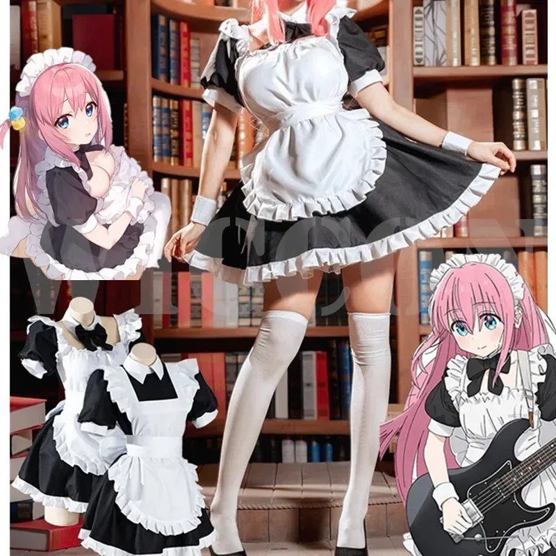 

Gotou Maid Uniform Dress Hitori Cosplay Anime Bocchi The Rock! 【S-2XL 】Cute Gotou Hitori Halloween Carnival Women Cosplay Costum