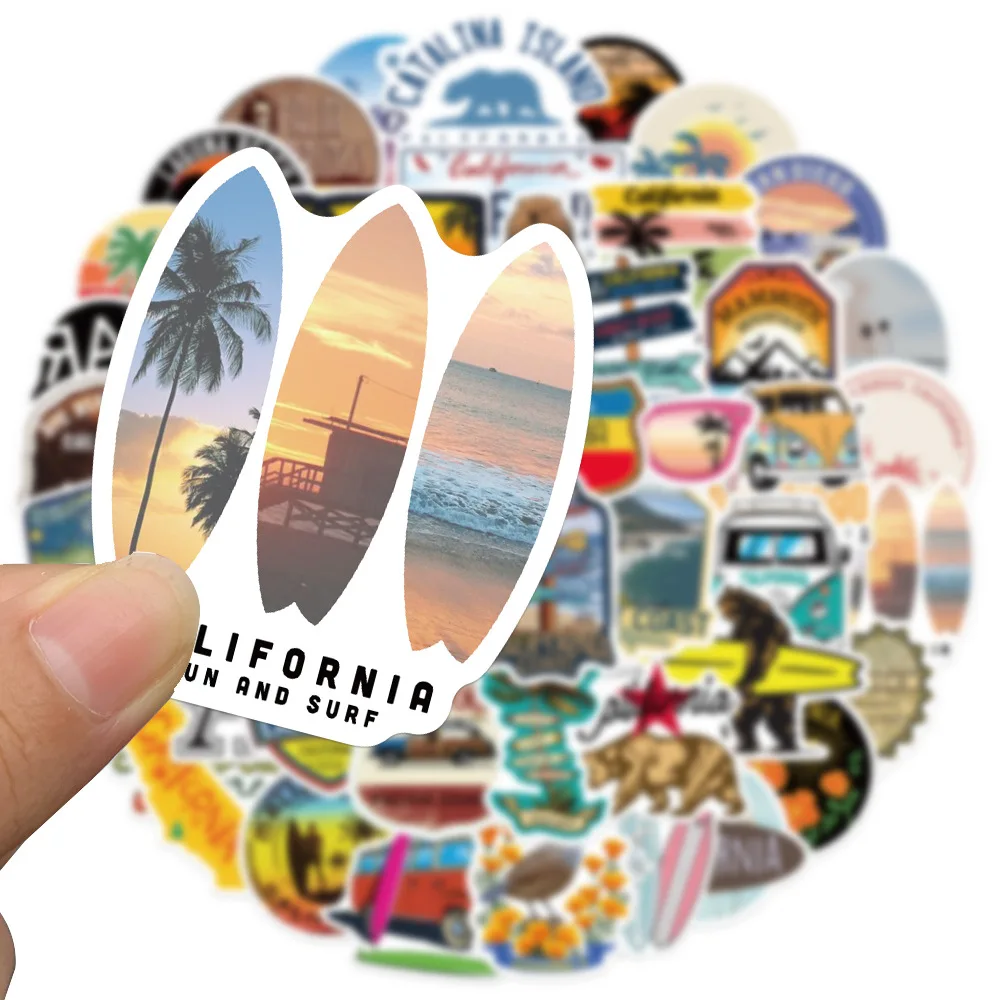 10/30/50Pcs California Stickers For Luggage Skateboard Phone Laptop Moto Bicycle Wall Guitar Sticker DIY Waterproof Sticker