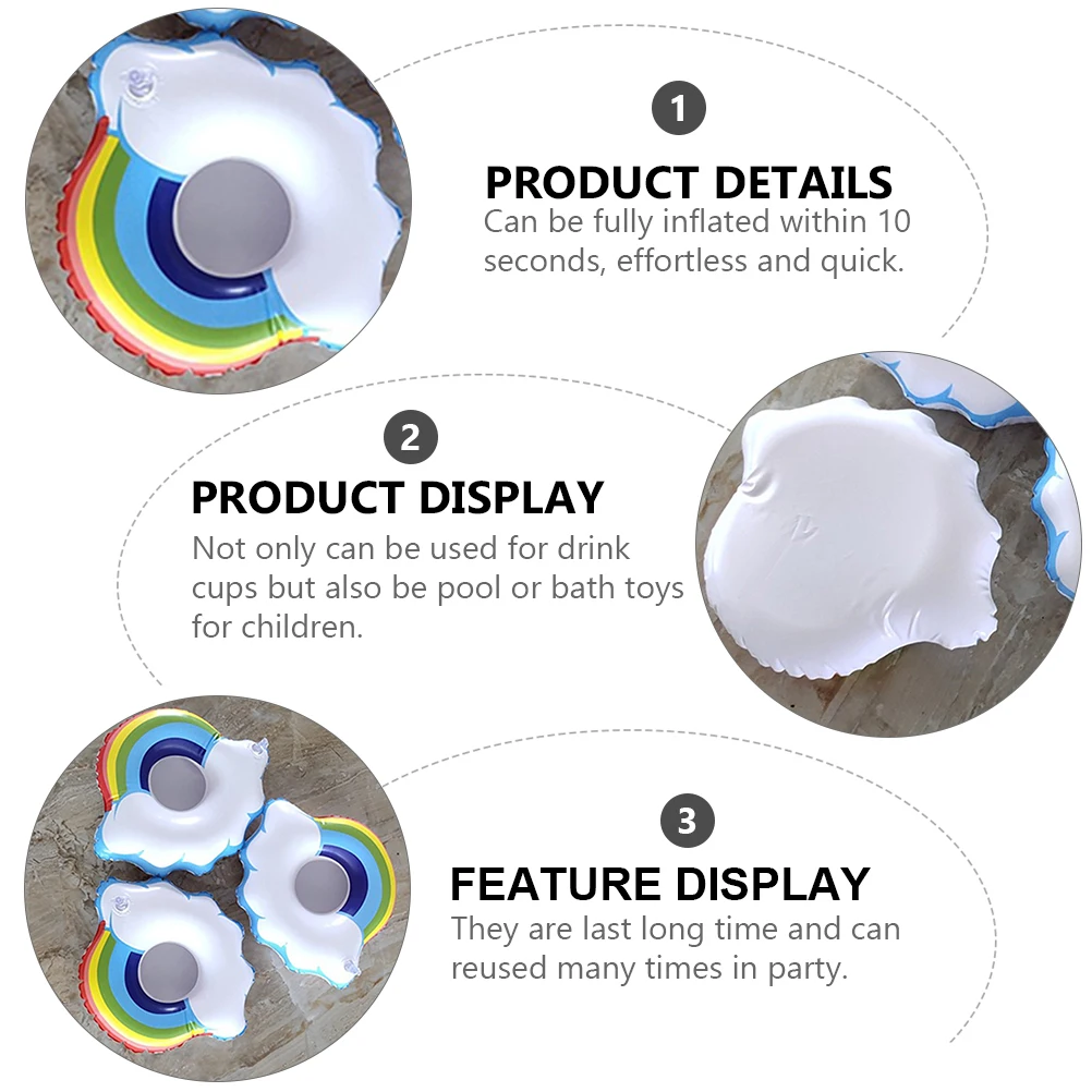 

4 Pcs Inflatable Drink Cup Holder Floating Beverage Rack Pool Floats Bulk Portable Pvc