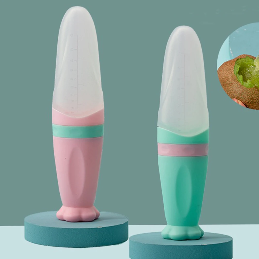 

2 Pcs Baby Silicone Suction Cup Rice Paste Bottle Feeding for to Cereal Silica Gel Spoon Kids