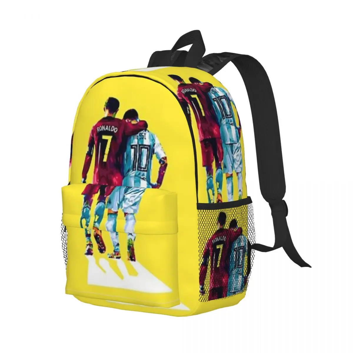 Cristiano Ronaldo y Jake Messi mochila impermeable para niñas y niños, mochila de gran capacidad para estudiantes, ligera, 15 pulgadas