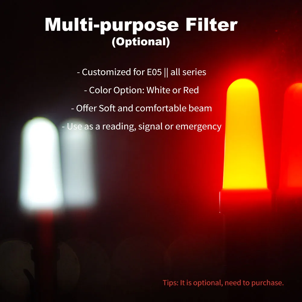 MANKER Filters for E05 II Flashlight, Available in White and Red, Lightweight 7.9g