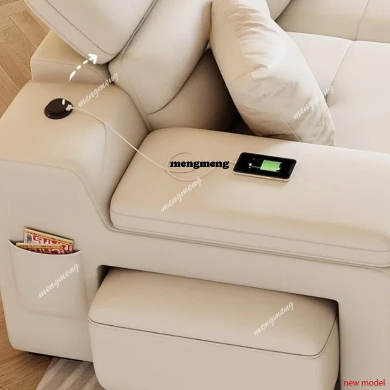 H178Multifunction Storage Sofas Genuine Leather Minimalist Apartment Straight Sofas Elegant Bedrooms Divani Da Soggiorno Furnitu