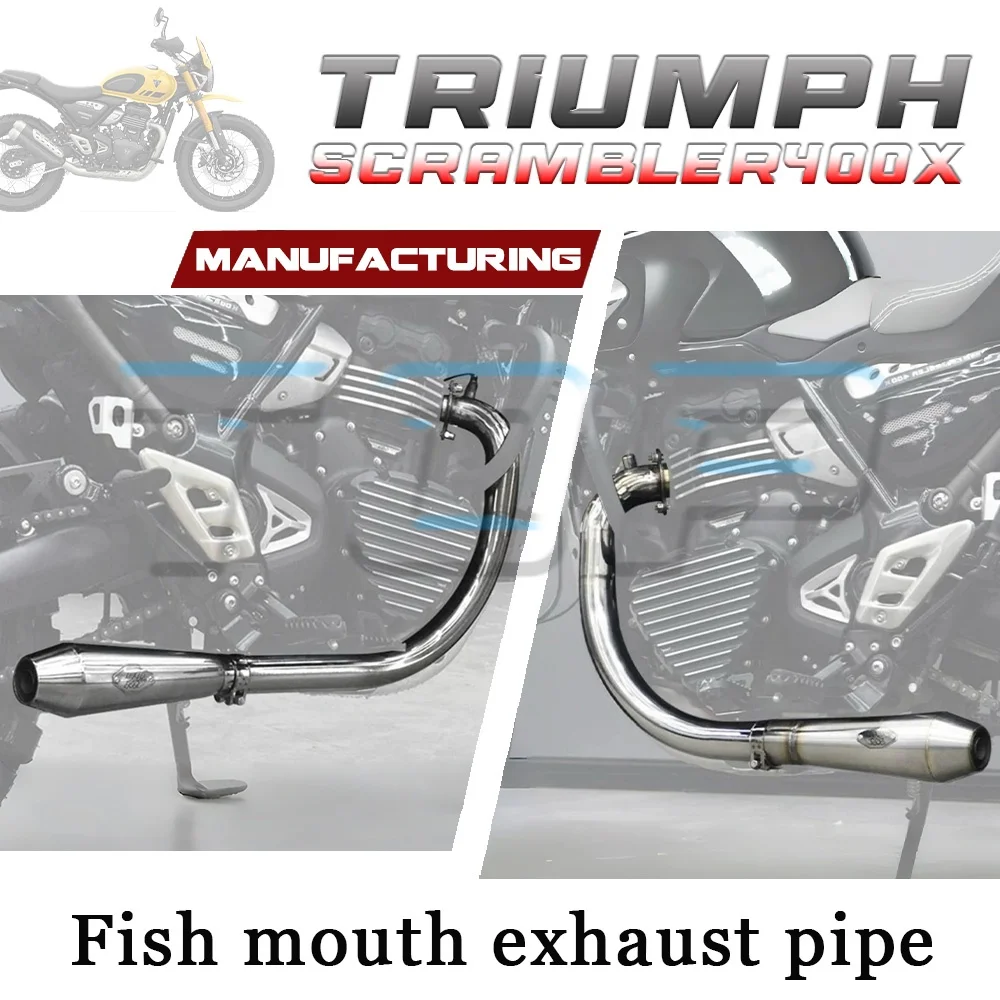 

Длинные и короткие выхлопные трубы SPEED 400/SCRAMBLER 400 X с правым одинарным выходом, малым низким выхлопом типа «рыбий рот»