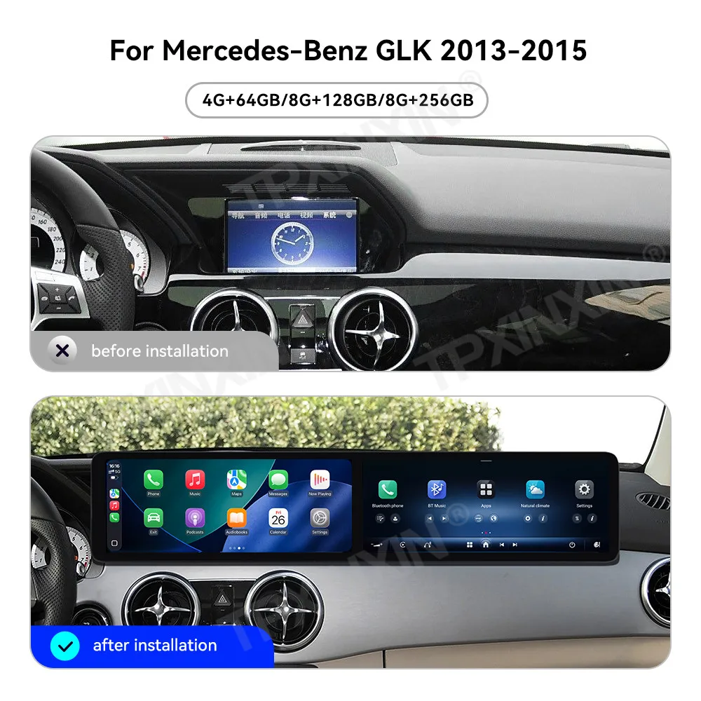 

12.3 Inch Dual Screen Car Radio For Mercedes-Benz GLK 2013-2015 Car Multimedia Video Player Stereo Auto GPS Navigation Head Unit