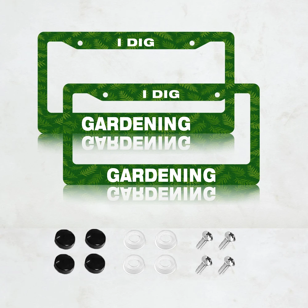 

2 шт. алюминиевых рамок для номерных знаков I DIG GARDENING - стандартный размер США 6 x 12 дюймов, декоративный кронштейн для автомобильного номерного знака, 2 отверстия